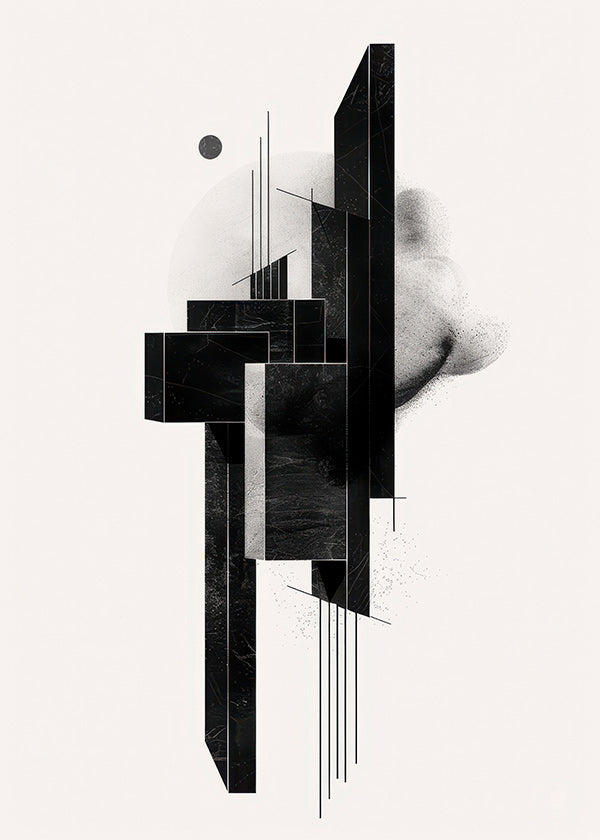 Cuadro geométrico monolito en negro