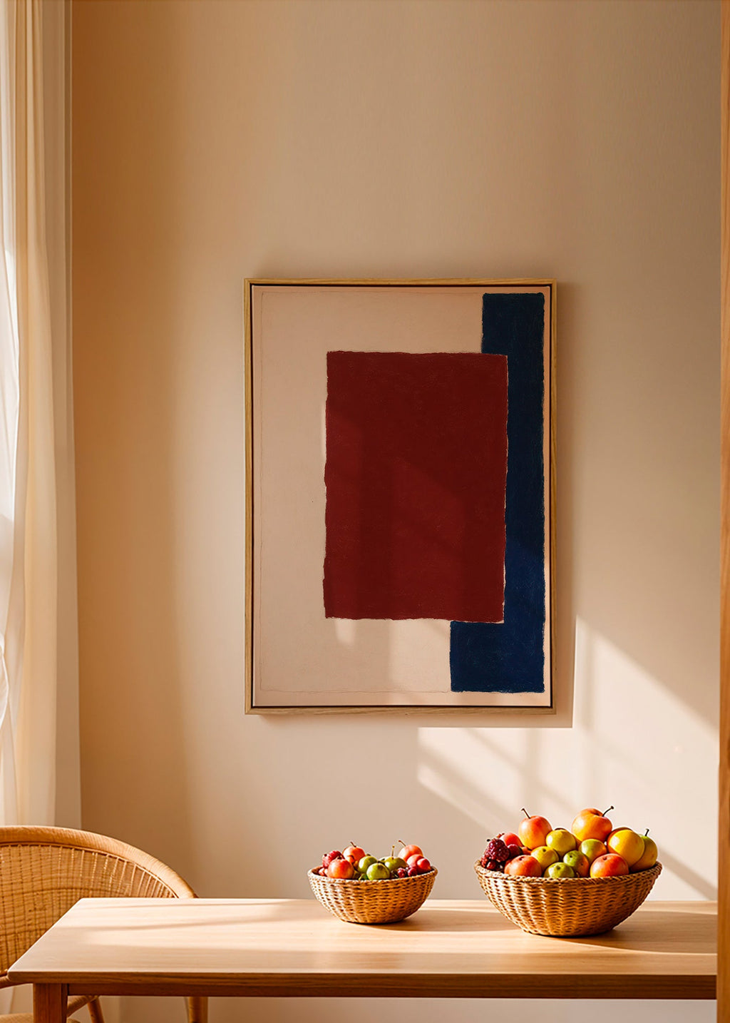 Cuadro abstracto con rectángulo borgoña – Canvas1