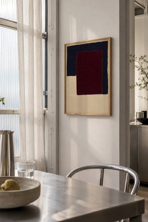 Burgundy Corner VI - Framed poster in an interior