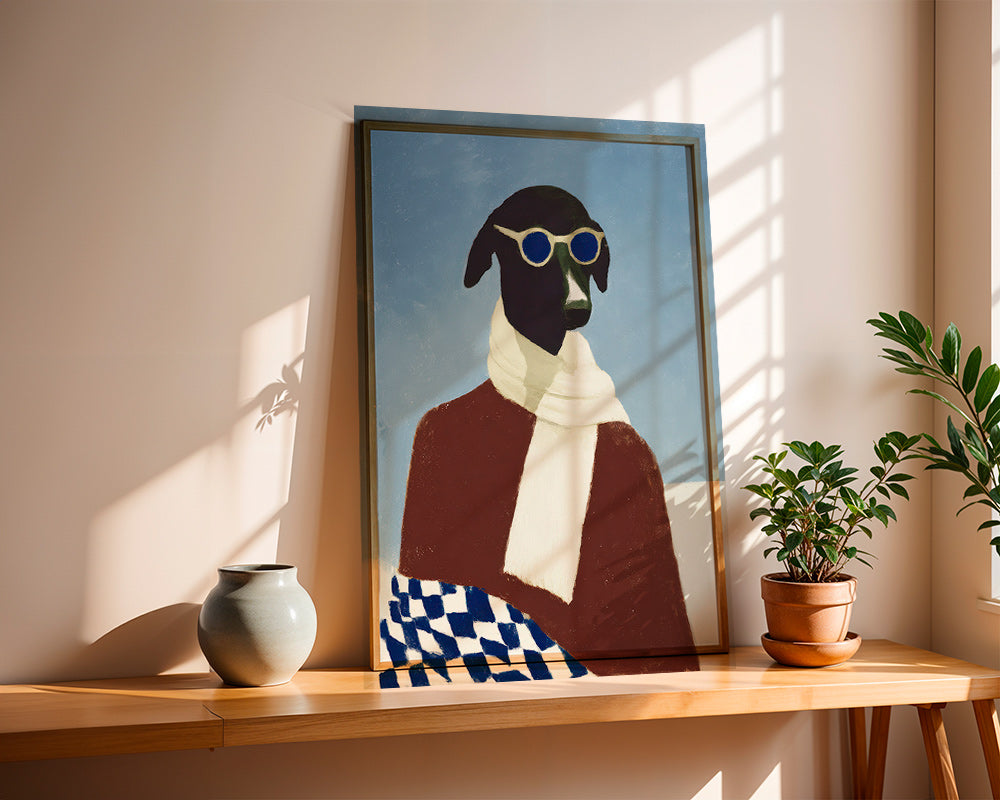 Cuadro perro invernal con bufanda – Product1