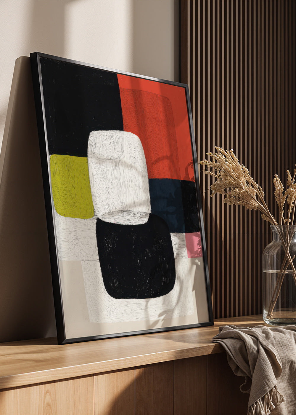 Crimson Fusion - Framed poster in an interior