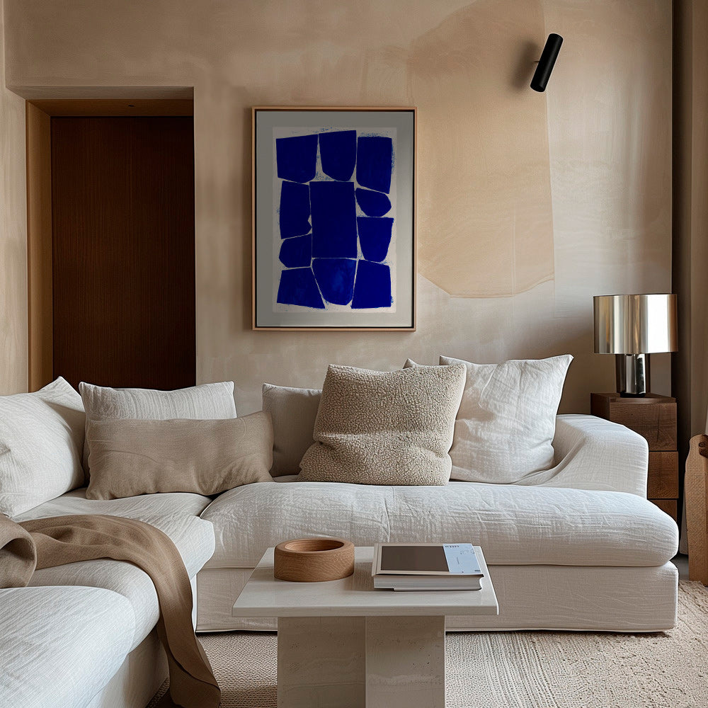 Cuadro abstracto en bloques azules – Canvas1