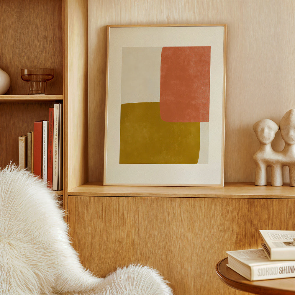 Cuadro abstracto con bloques terracota y mostaza – Product2