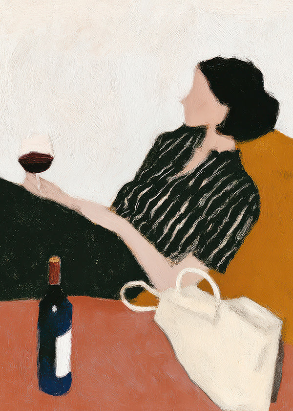 Cuadro de cocina con mujer y copa