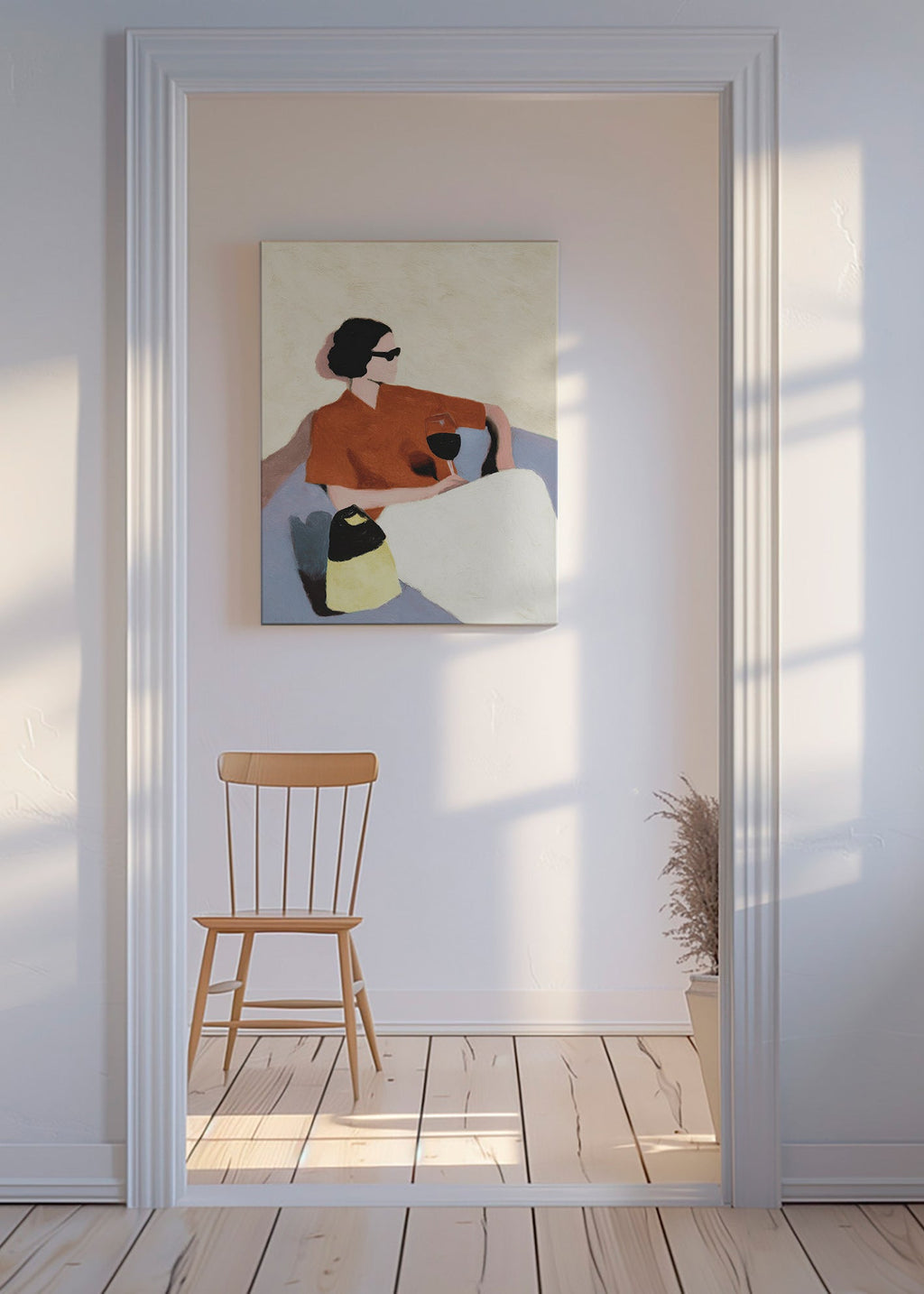 Cuadro de cocina con mujer y copa de vino – Canvas