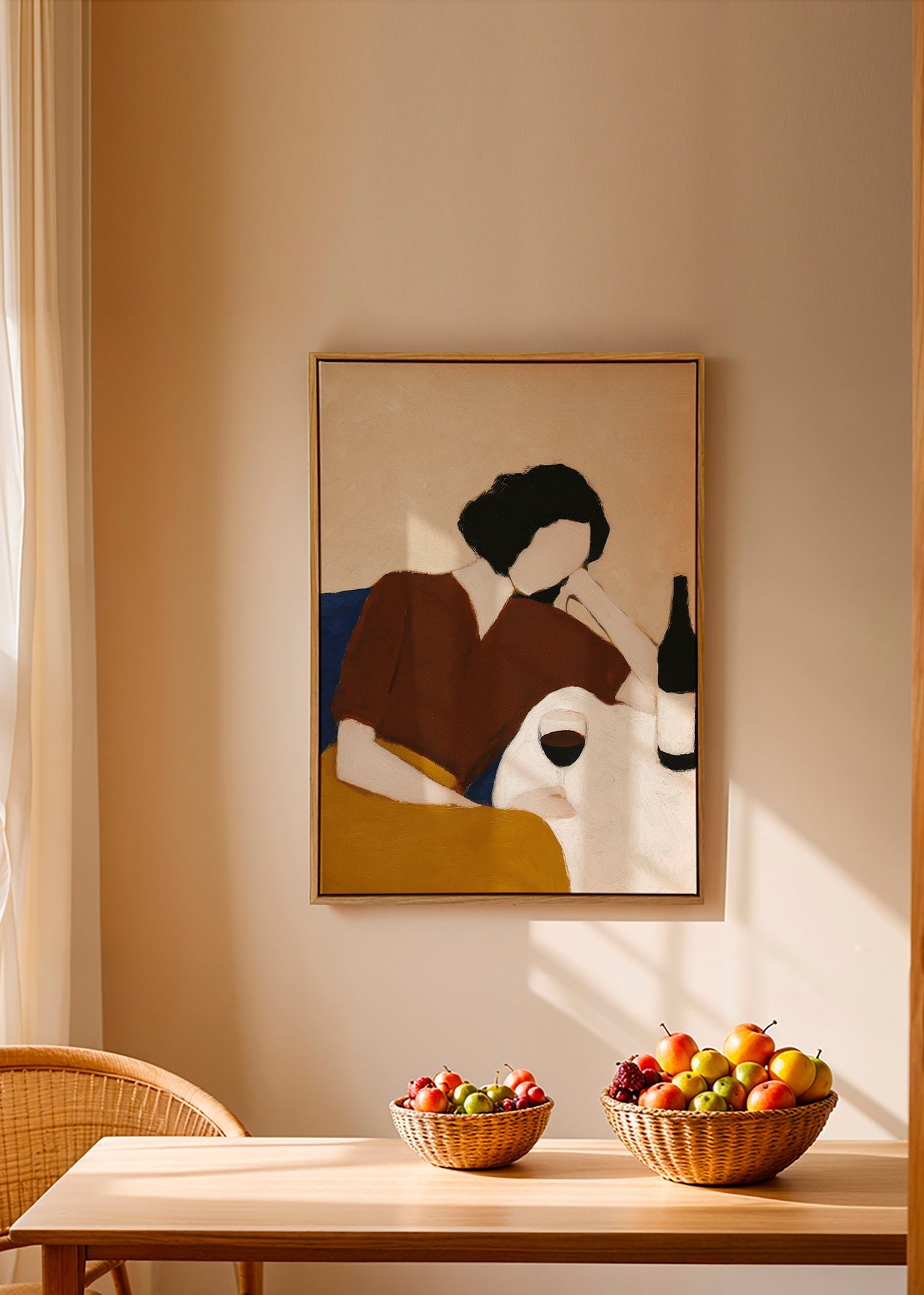 Cuadro de cocina con figura y copa de vino – Canvas2