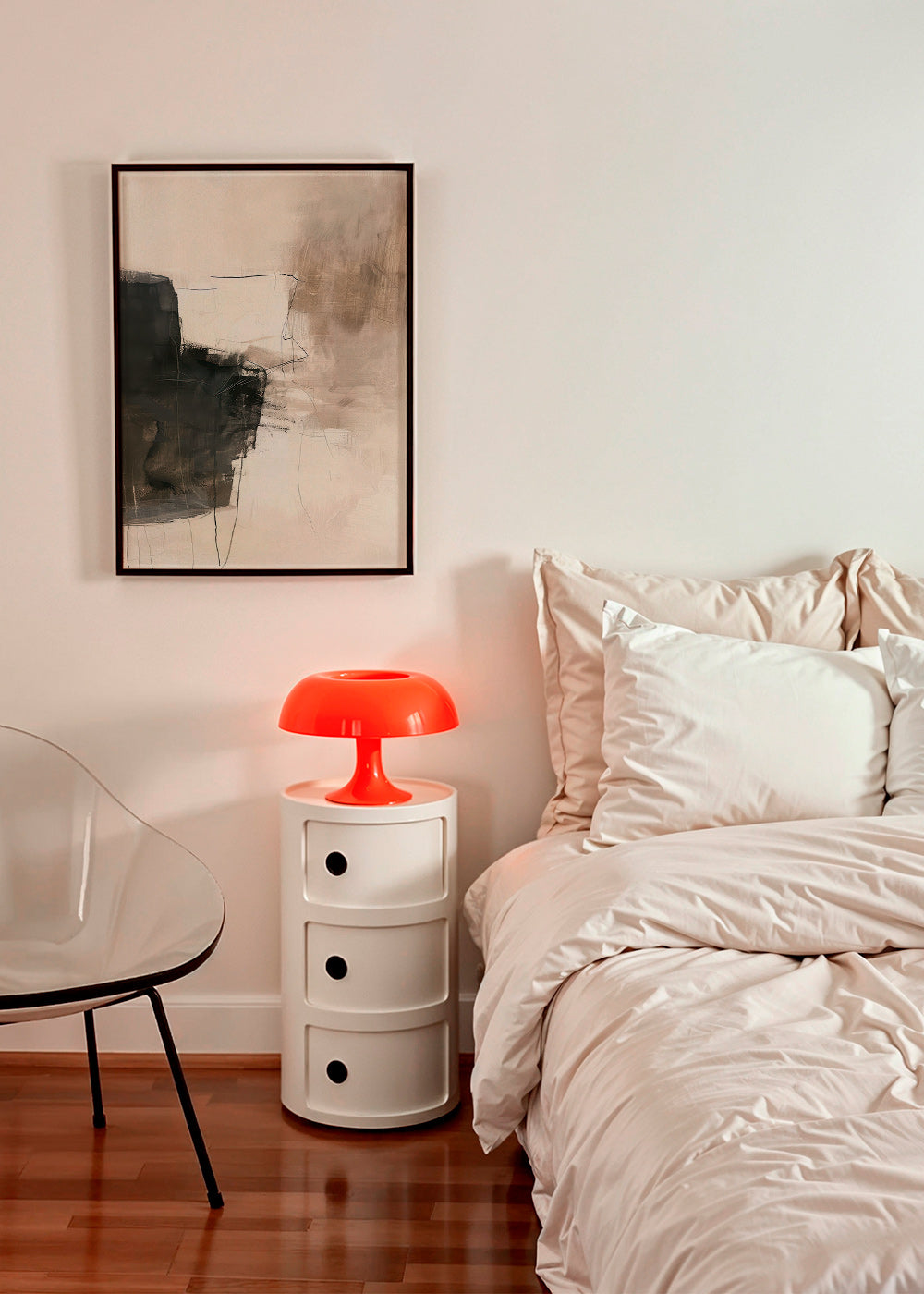 Cuadro abstracto neutro con bloque oscuro – Product1