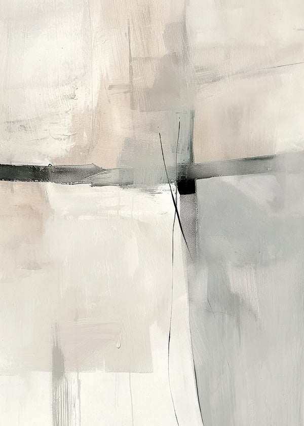 Cuadro abstracto con líneas y planos grises