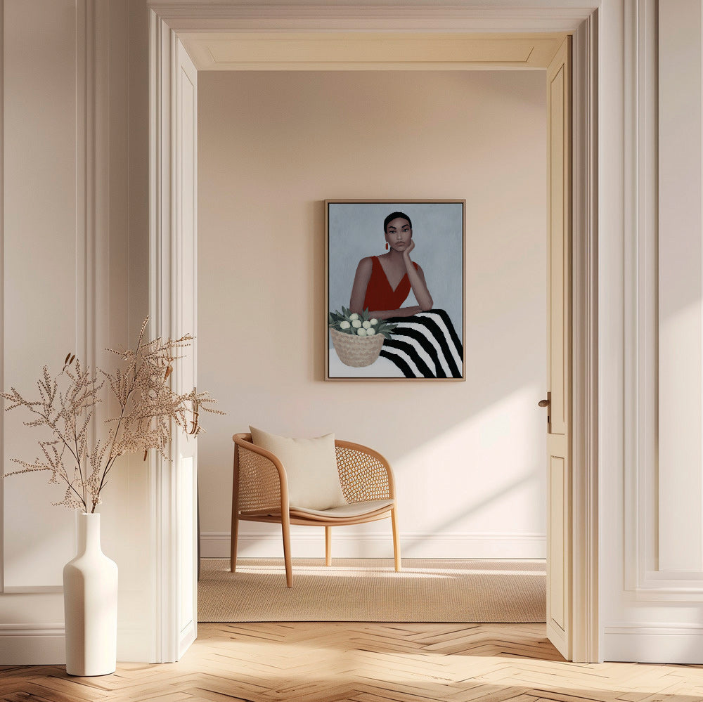 Ilustración de mujer con vestido rojo – Canvas1