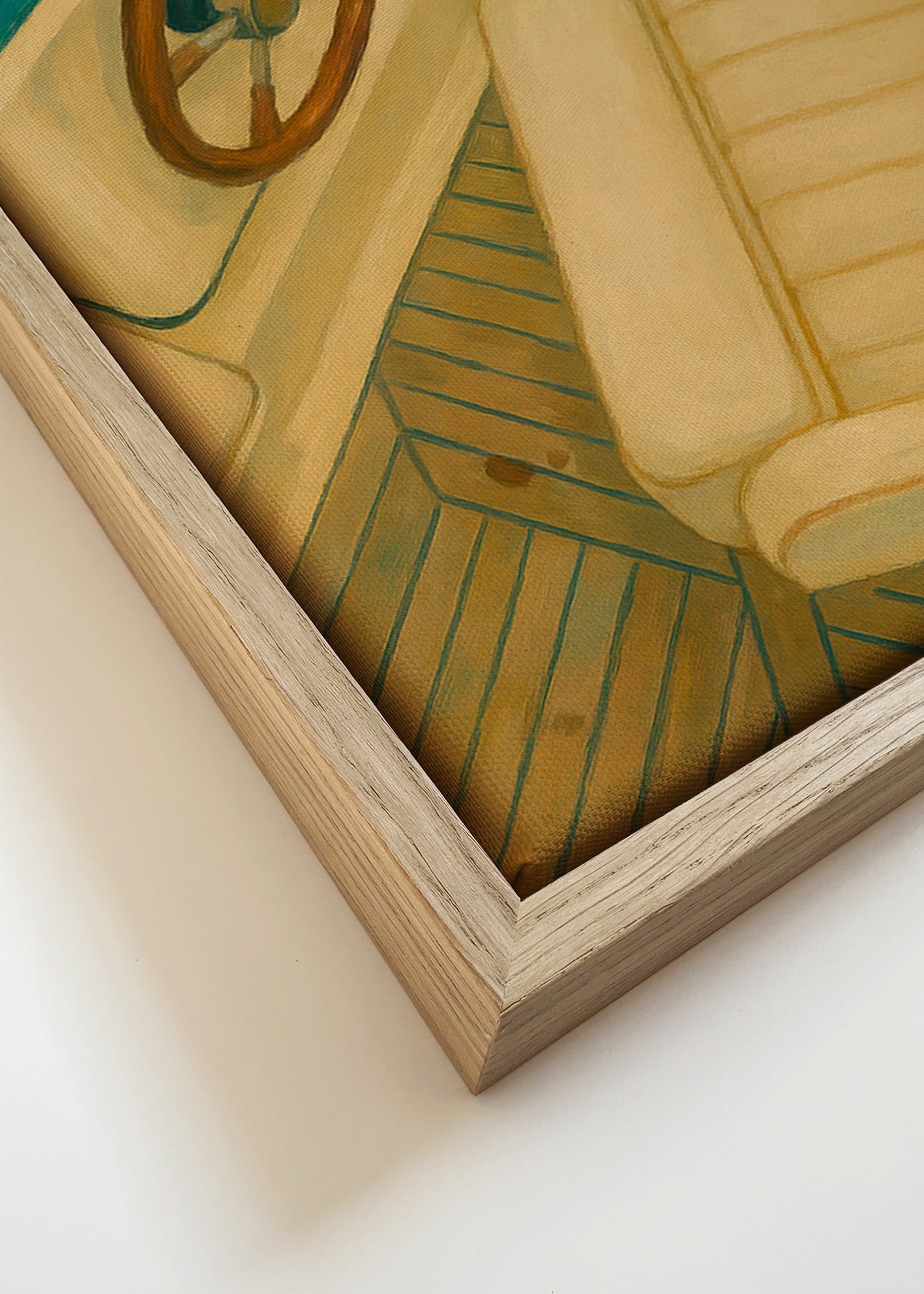 Cuadro de paisaje con timón y mar turquesa – Canvas detail