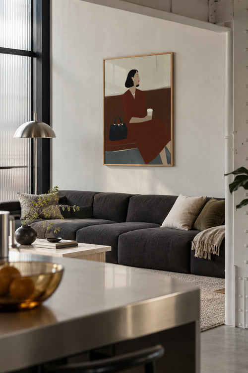 Coffee on the Go - Framed poster in an interior