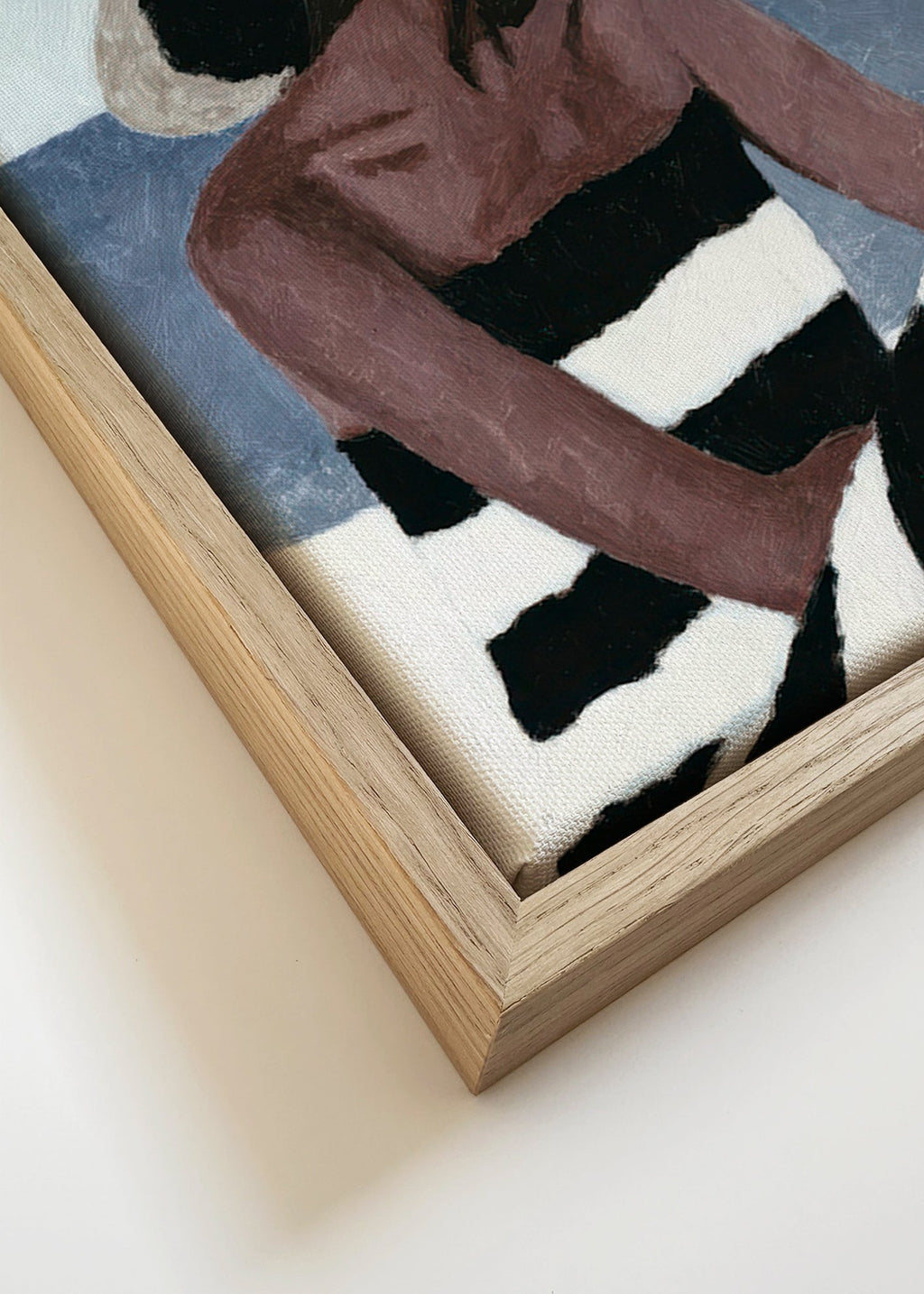 Cuadro de paisaje con mujer y sombrero – Canvas detail