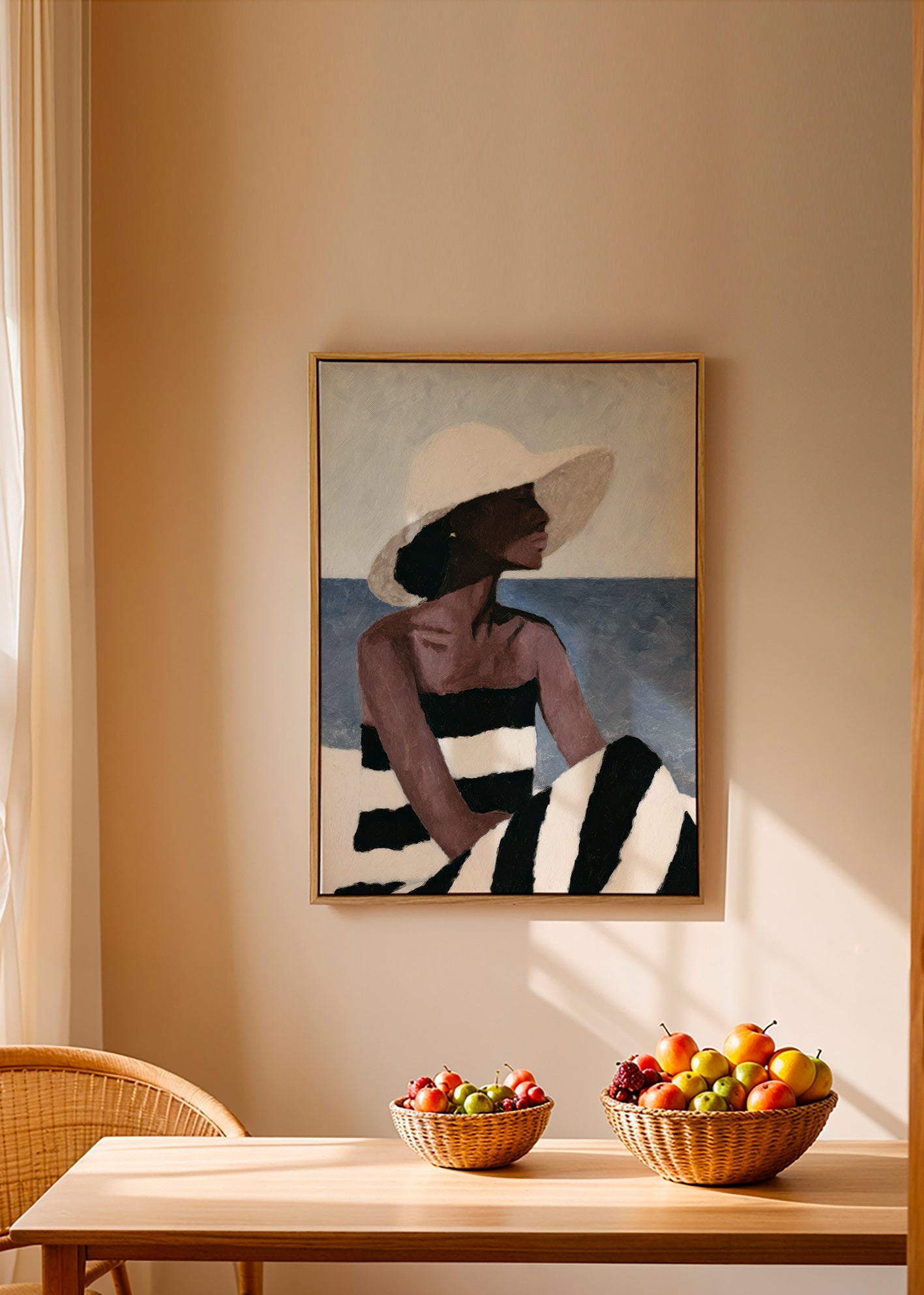 Cuadro de paisaje con mujer y sombrero – Canvas2