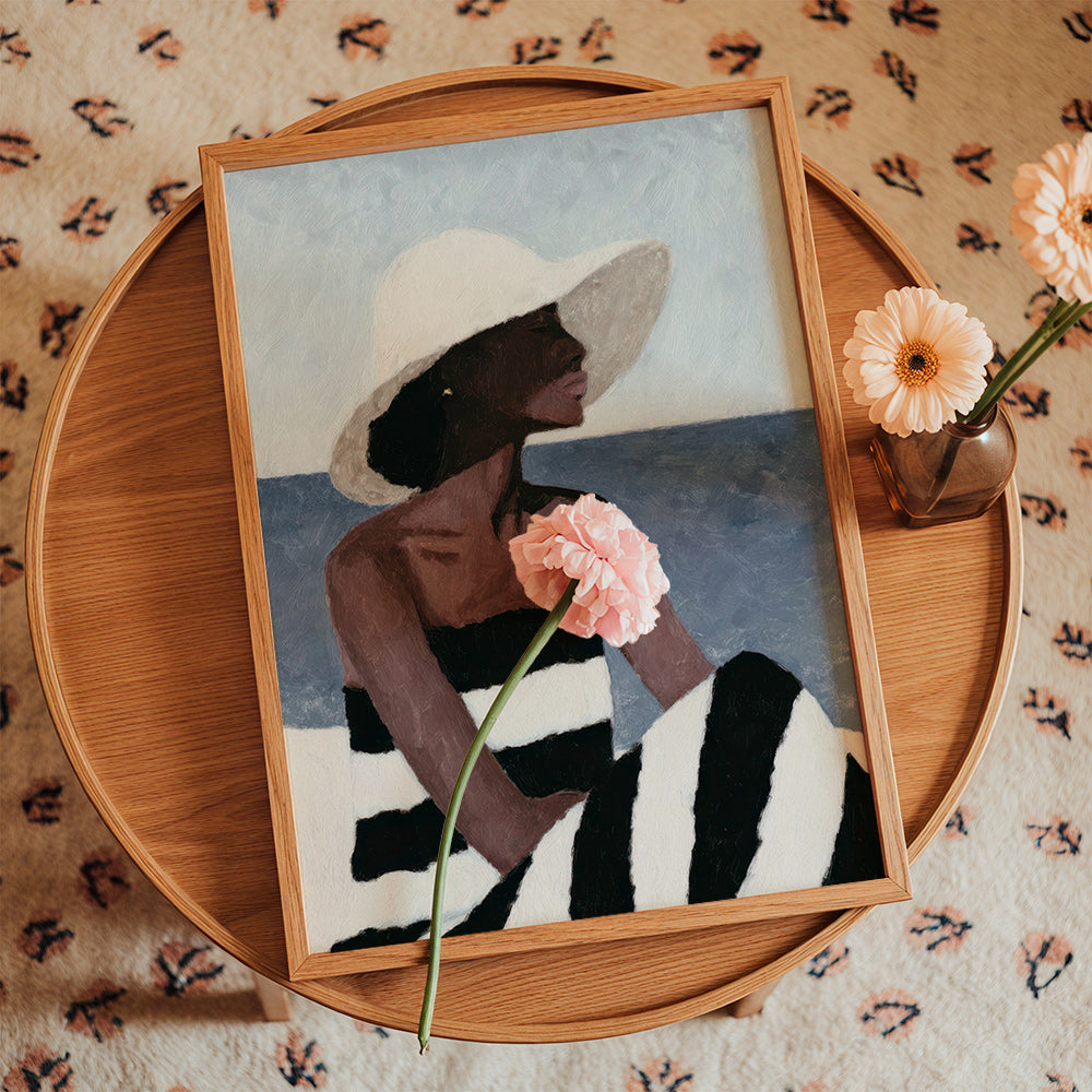 Cuadro de paisaje con mujer y sombrero – Product1