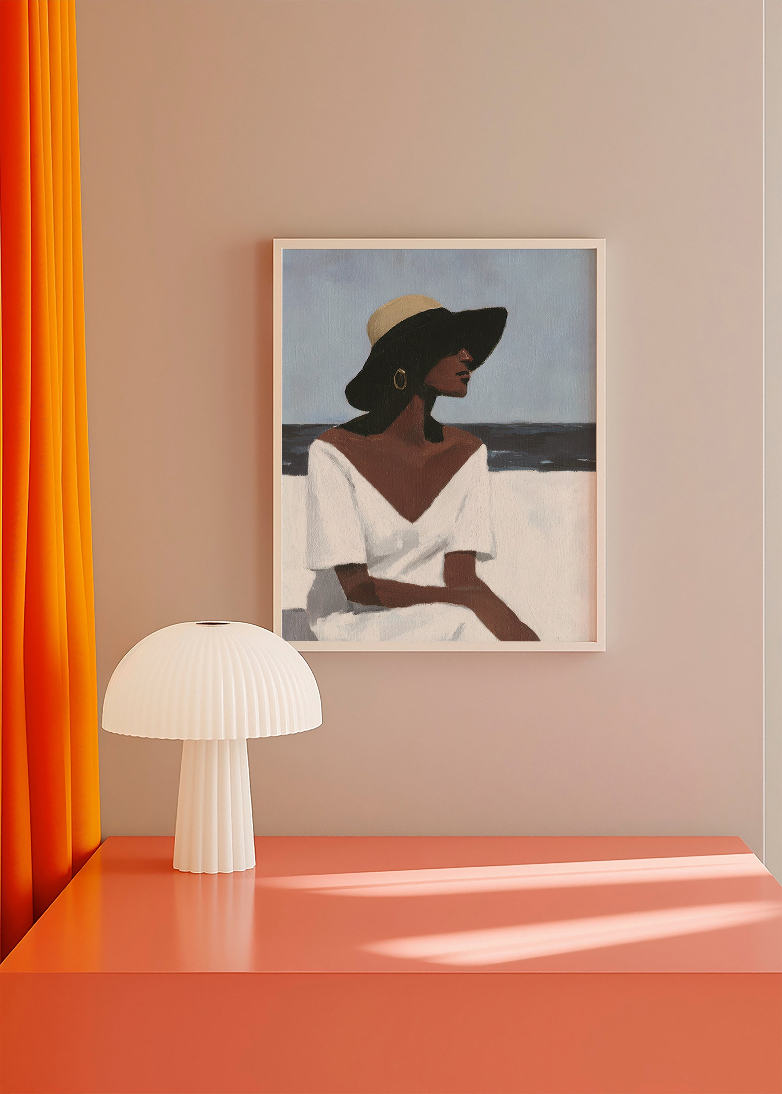 Cuadro de paisaje con figura femenina y sombrero – Product3