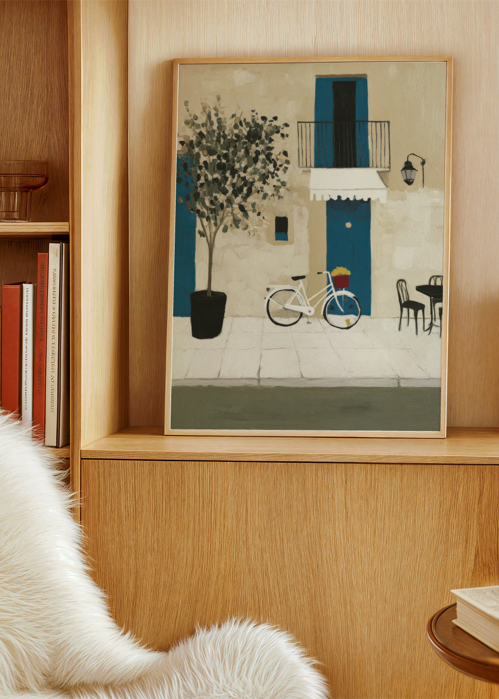Blue Door Bicycle - Framed poster in an interior