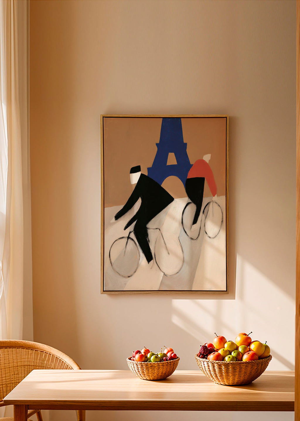 Cuadro de ciudades con ciclistas y Torre Eiffel – Canvas1