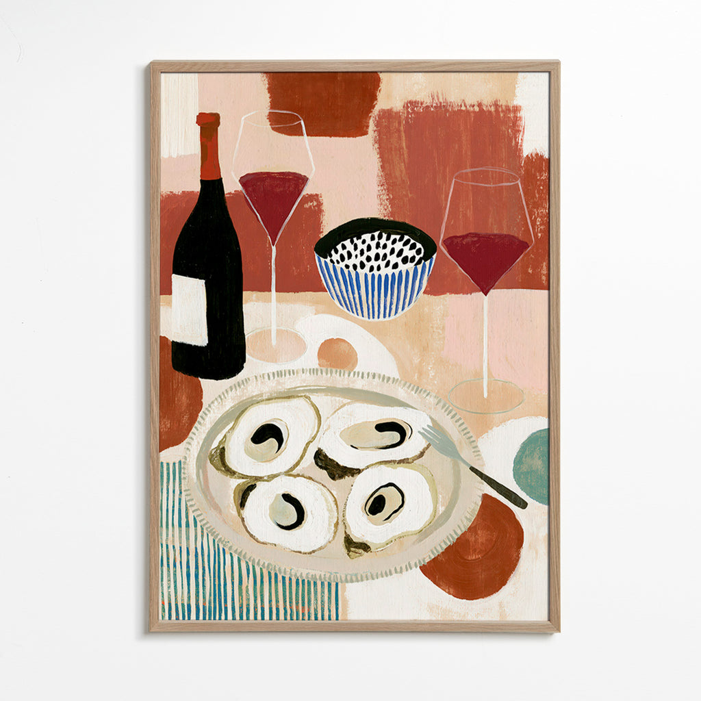 Arte da cucina: nature morte di ostriche e vino