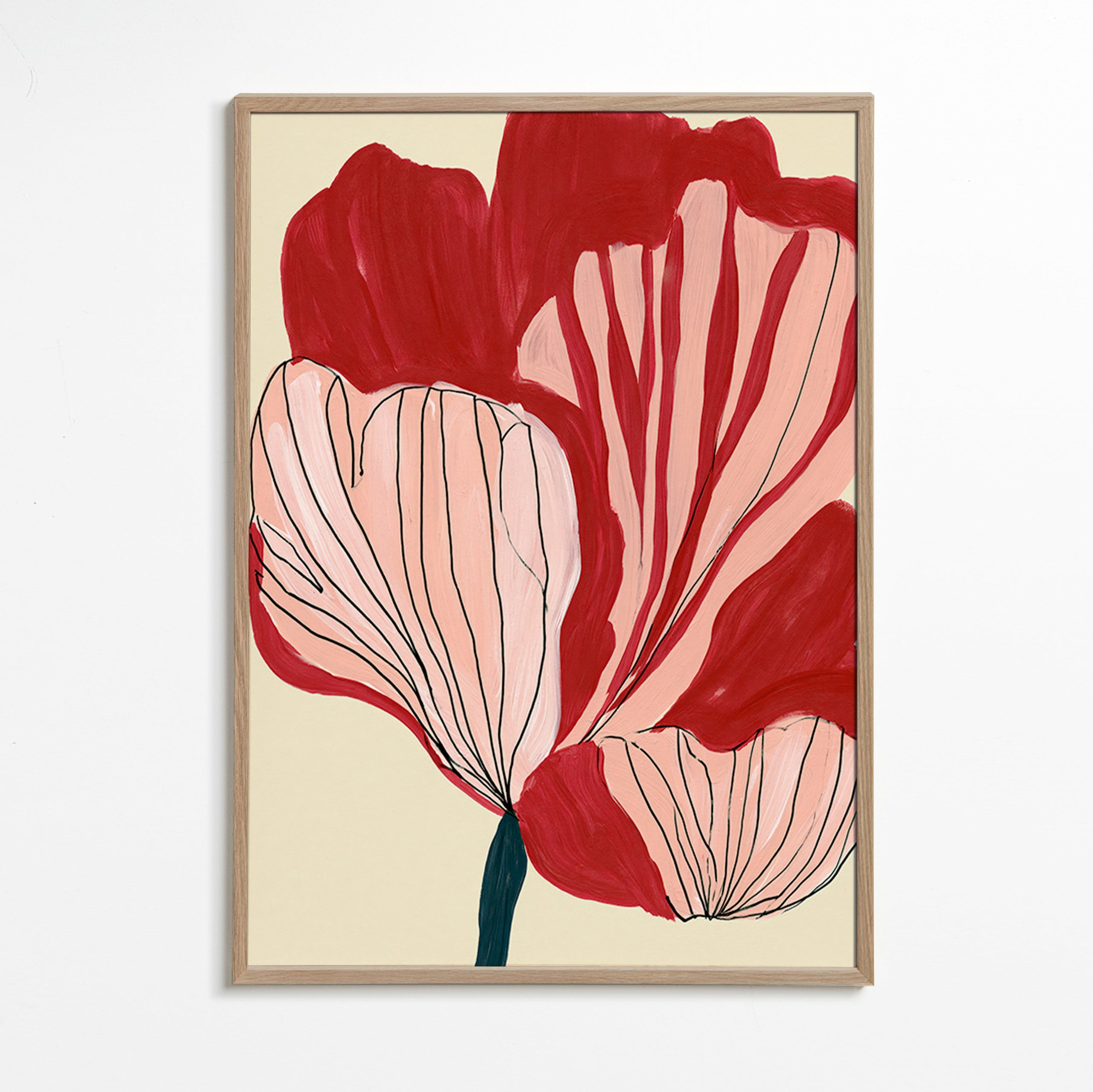 Stampa botanica petali scarlatti – Oak Frame
