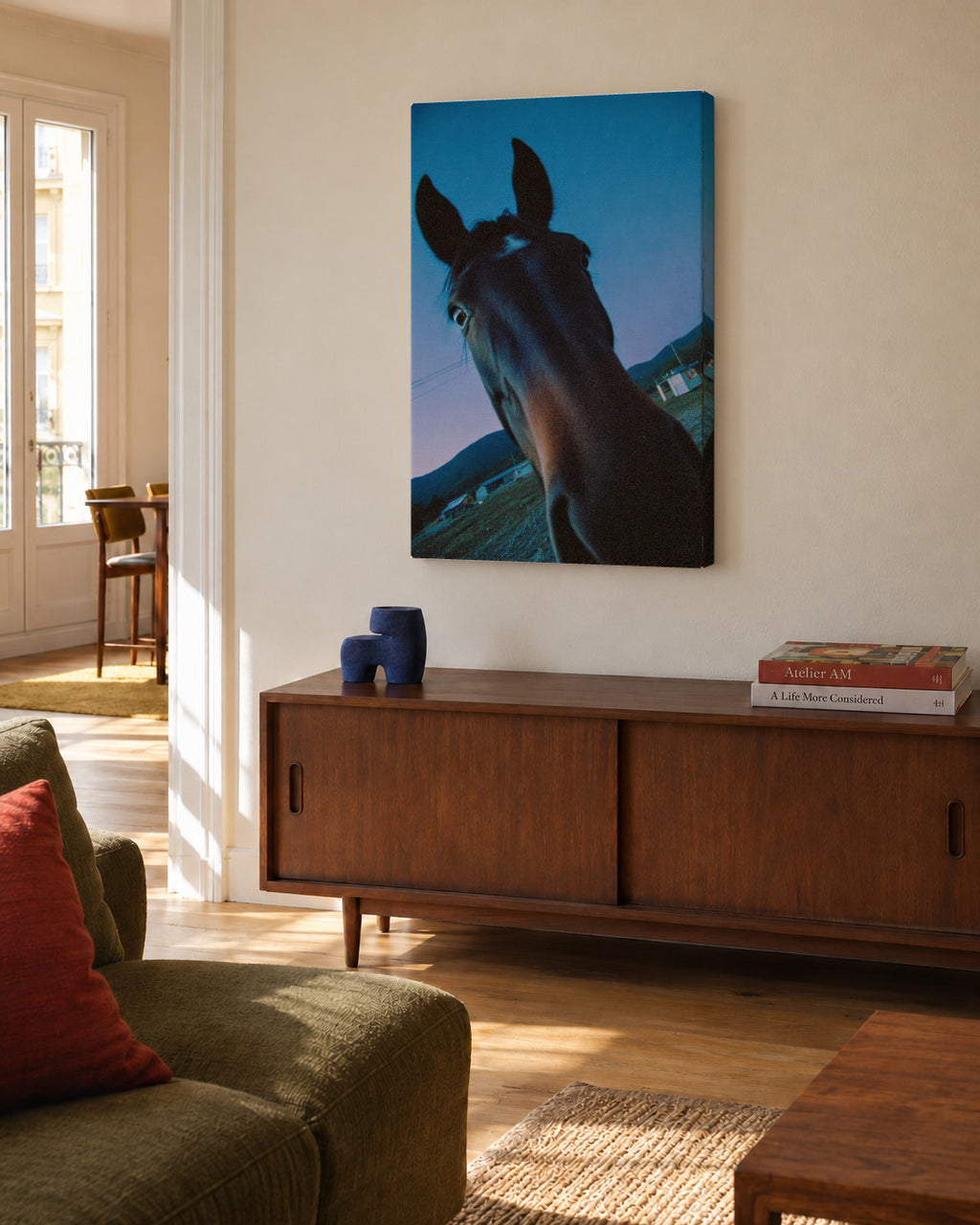 Midnight Horse - Unframed canvas in an interior