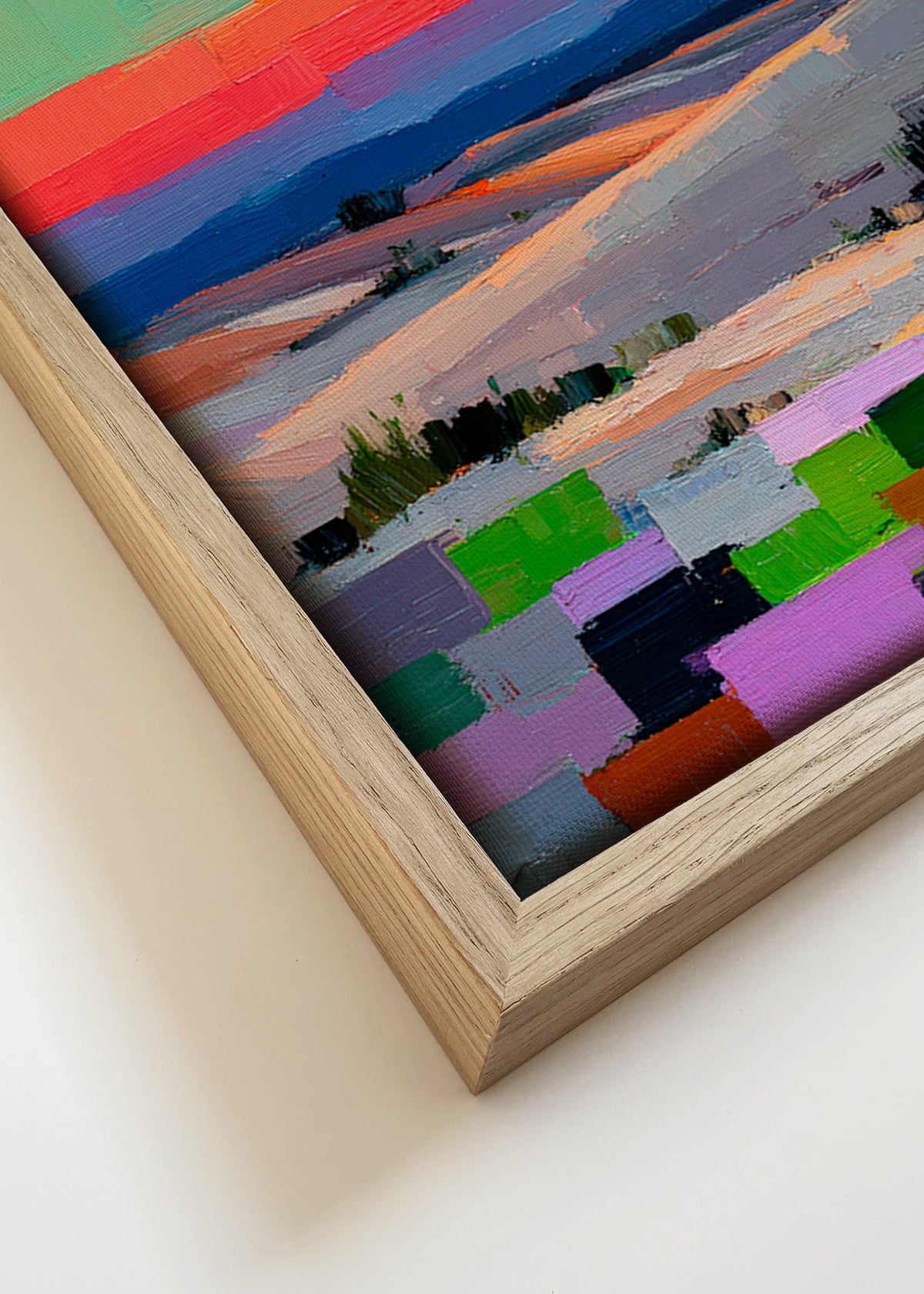 Quadro paesaggistico colorfield con luna