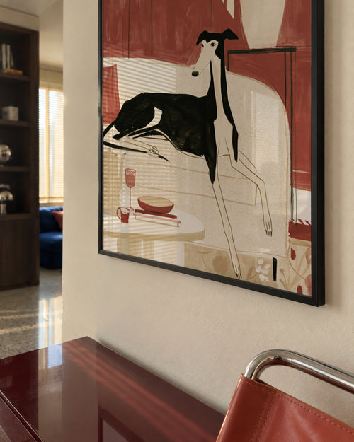 Afternoon with Whippet - Framed poster in an interior