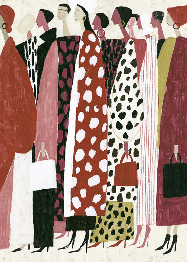 Illustrazione moda: passerella di profili stilizzati