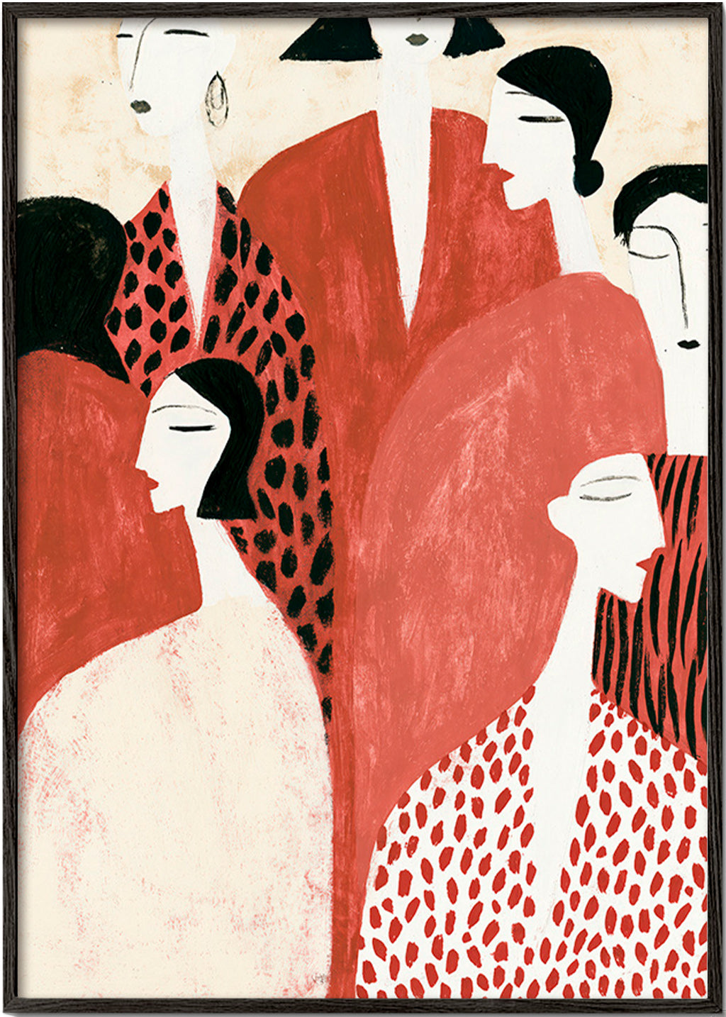 Illustrazione con figure terracotta e motivi a pattern