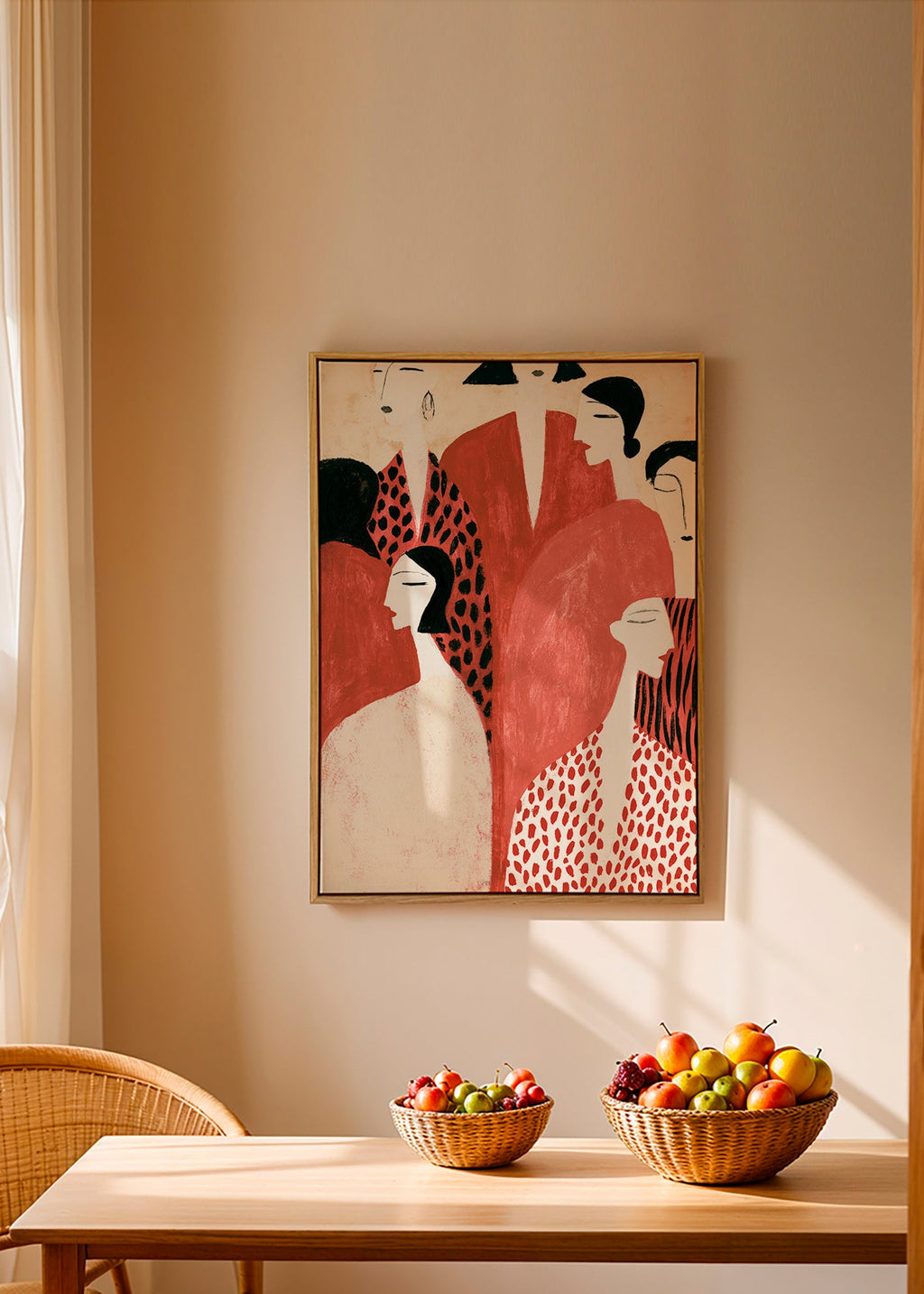 Illustrazione con figure terracotta e motivi a pattern