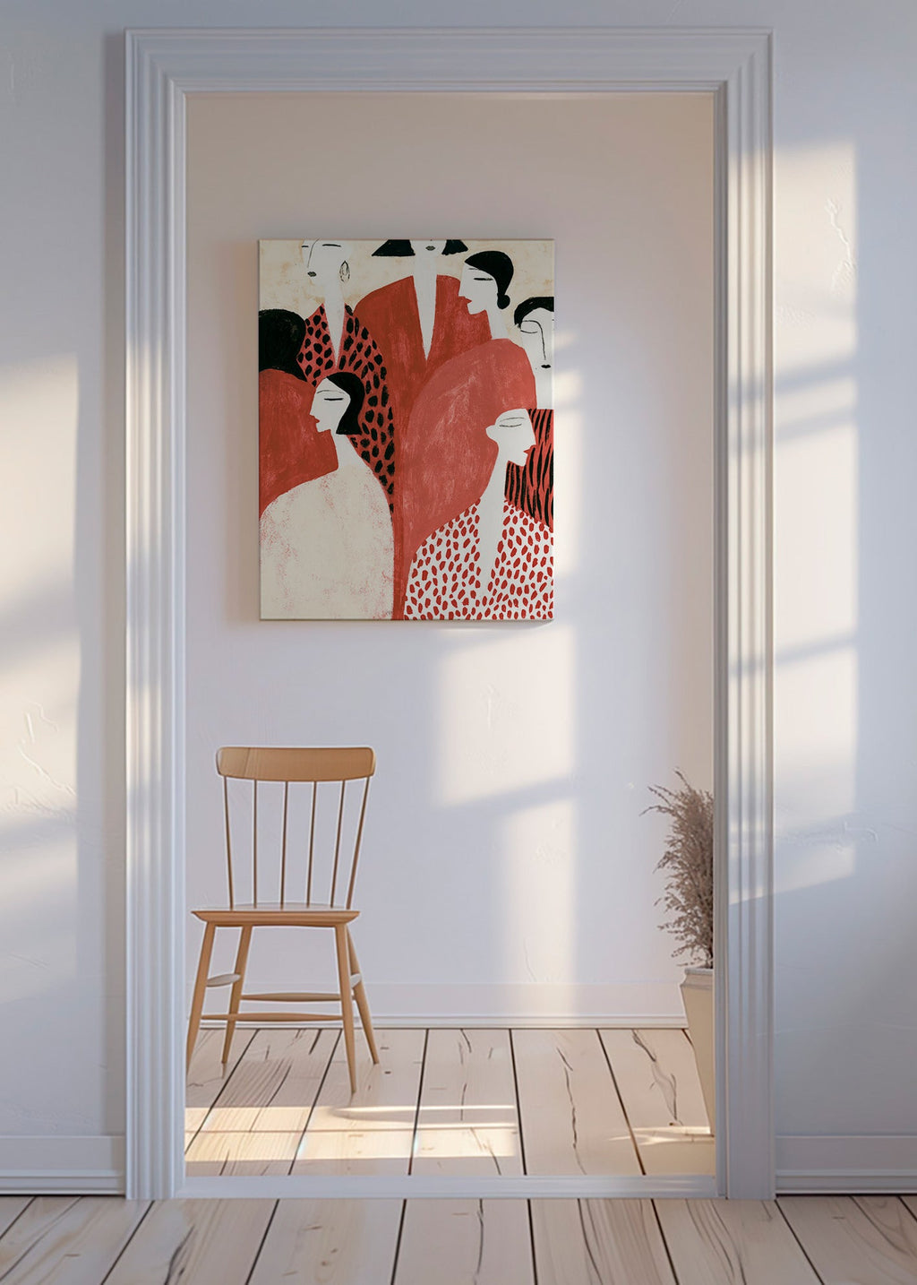 Illustrazione con figure terracotta e motivi a pattern