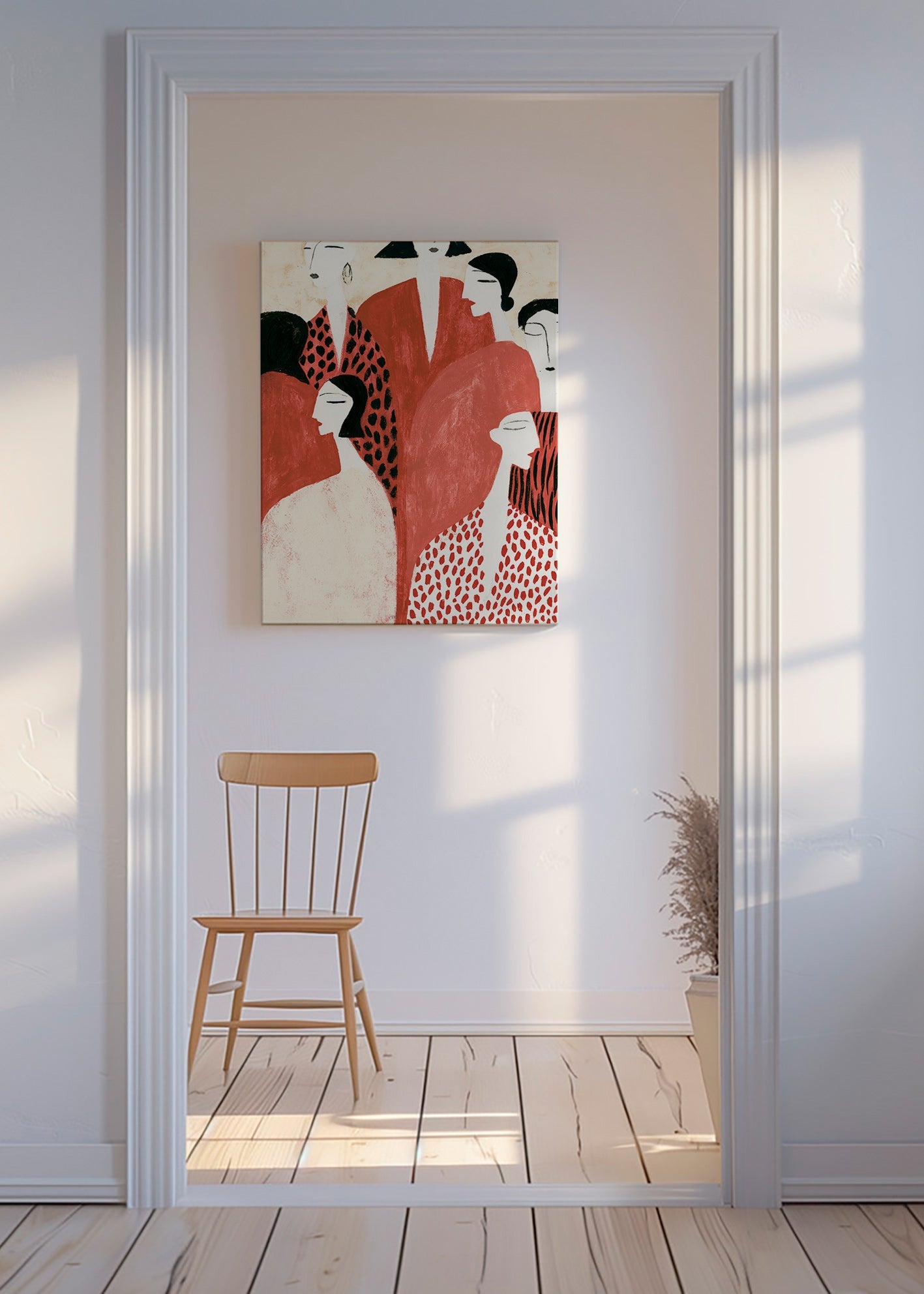 Illustrazione con figure terracotta e motivi a pattern