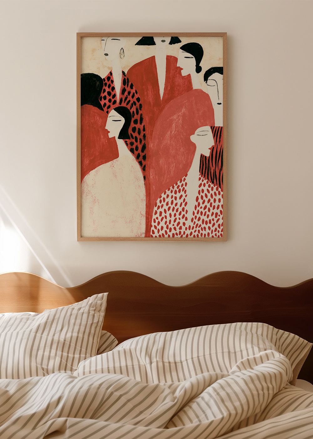 Illustrazione con figure terracotta e motivi a pattern