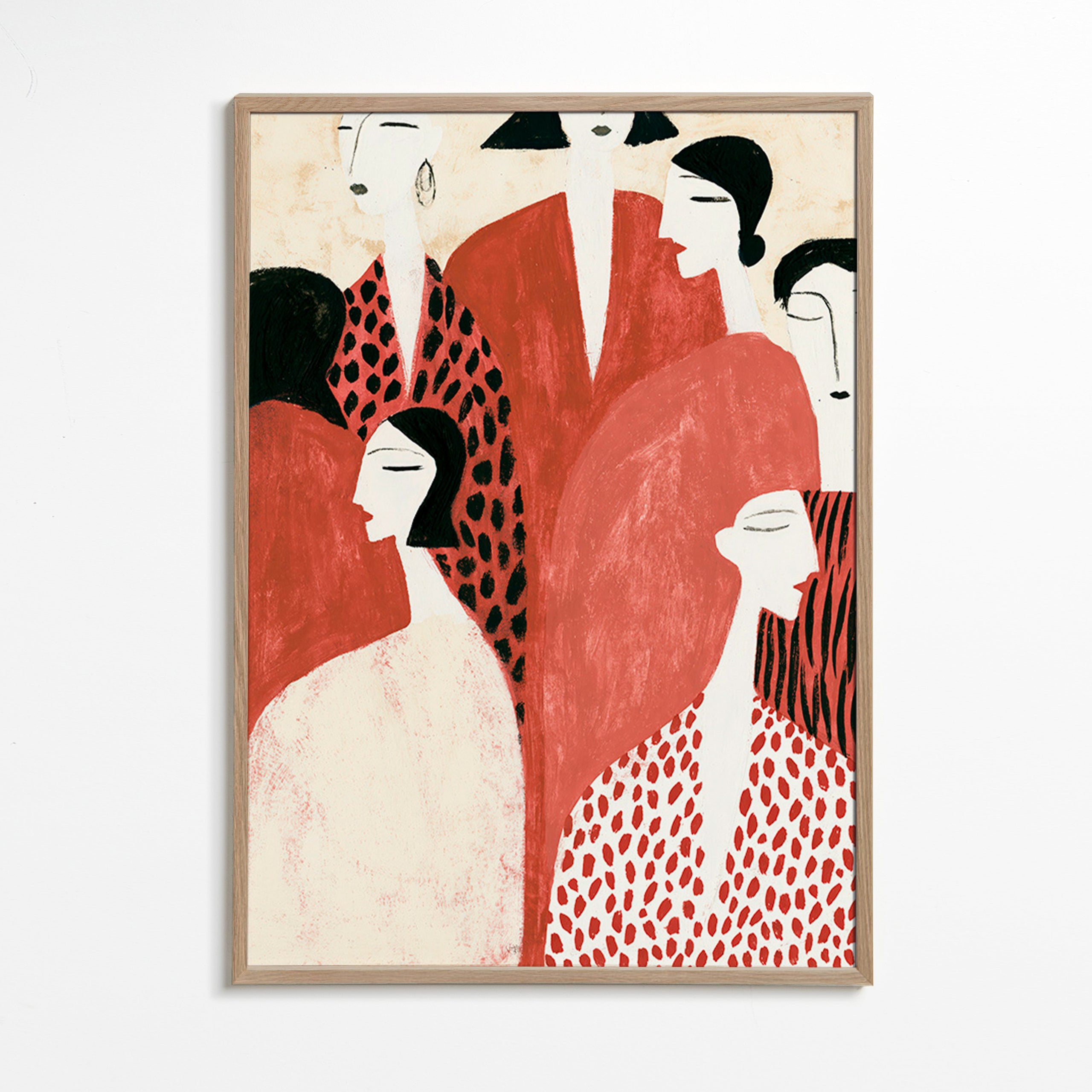 Illustrazione con figure terracotta e motivi a pattern