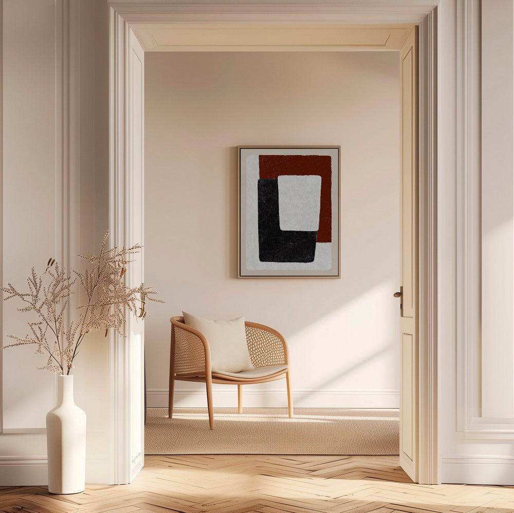 Quadro astratto blocchi terracotta e nero
