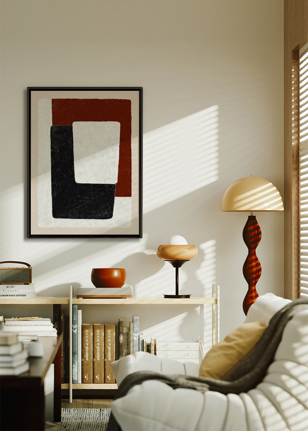 Quadro astratto blocchi terracotta e nero