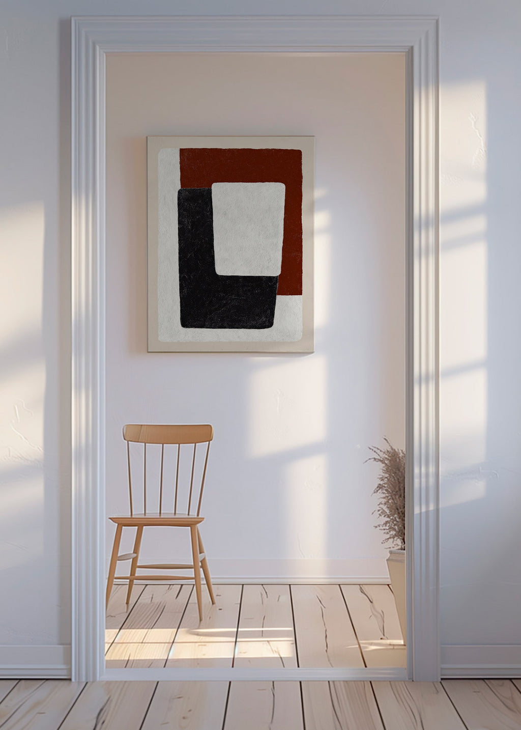 Quadro astratto blocchi terracotta e nero