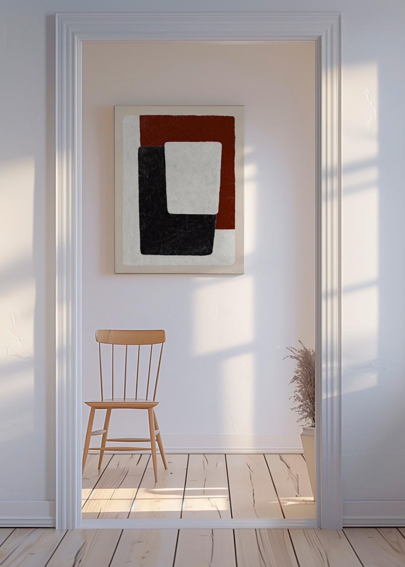 Quadro astratto blocchi terracotta e nero