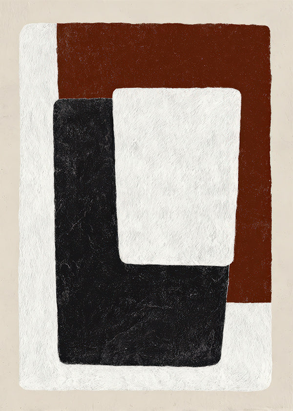Quadro astratto blocchi terracotta e nero