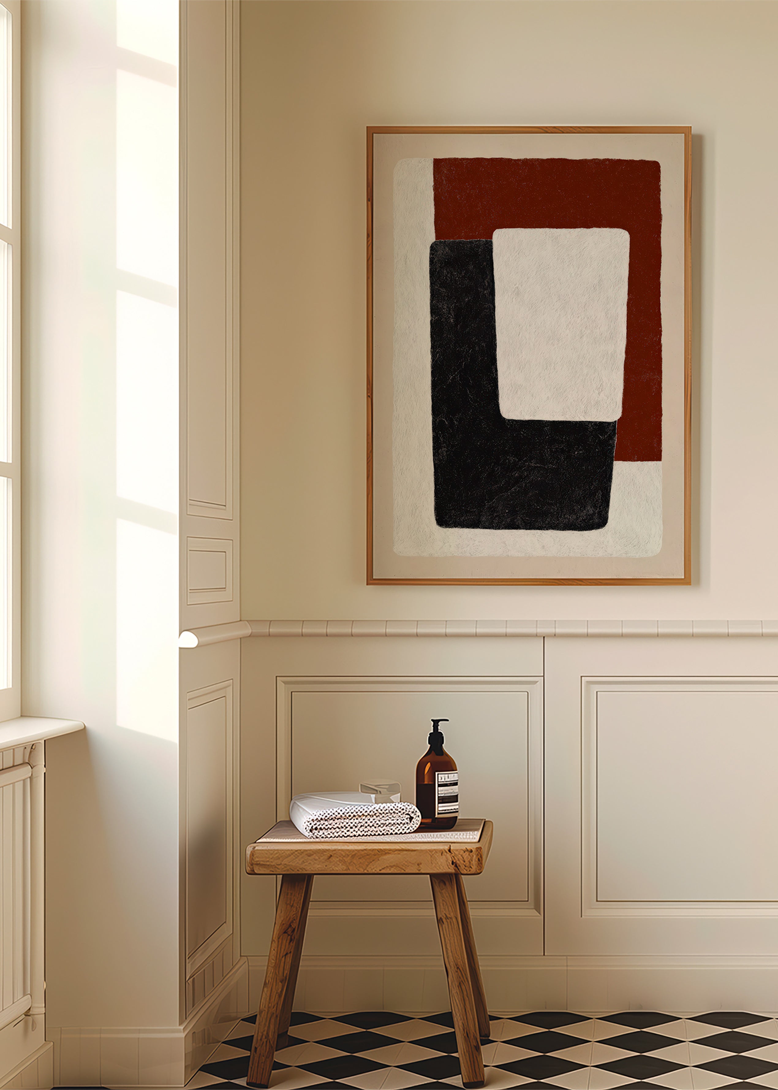Quadro astratto blocchi terracotta e nero