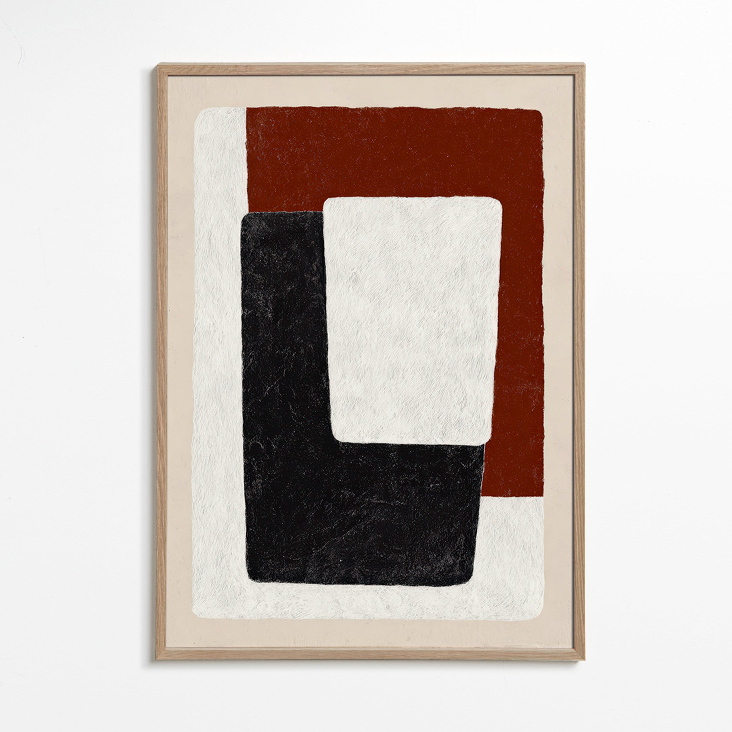 Quadro astratto blocchi terracotta e nero