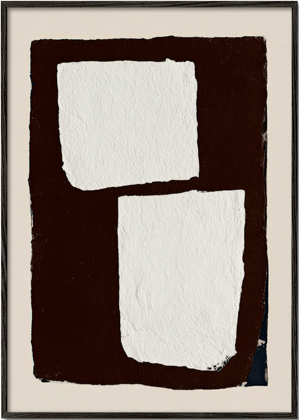 Quadro astratto mocha con blocchi bianchi