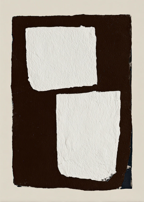 Quadro astratto mocha con blocchi bianchi