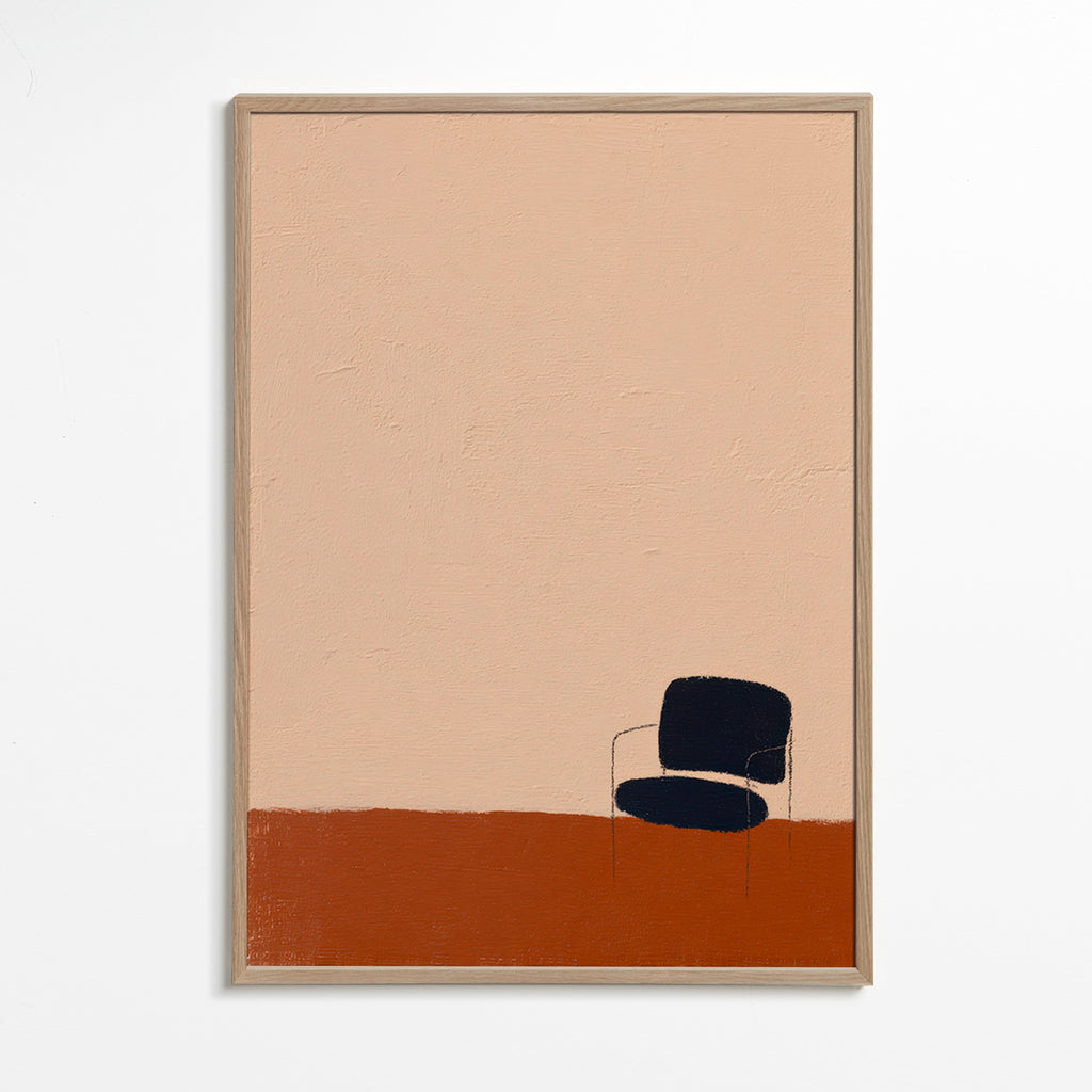 Quadro minimalista con sedia su pavimento ocra