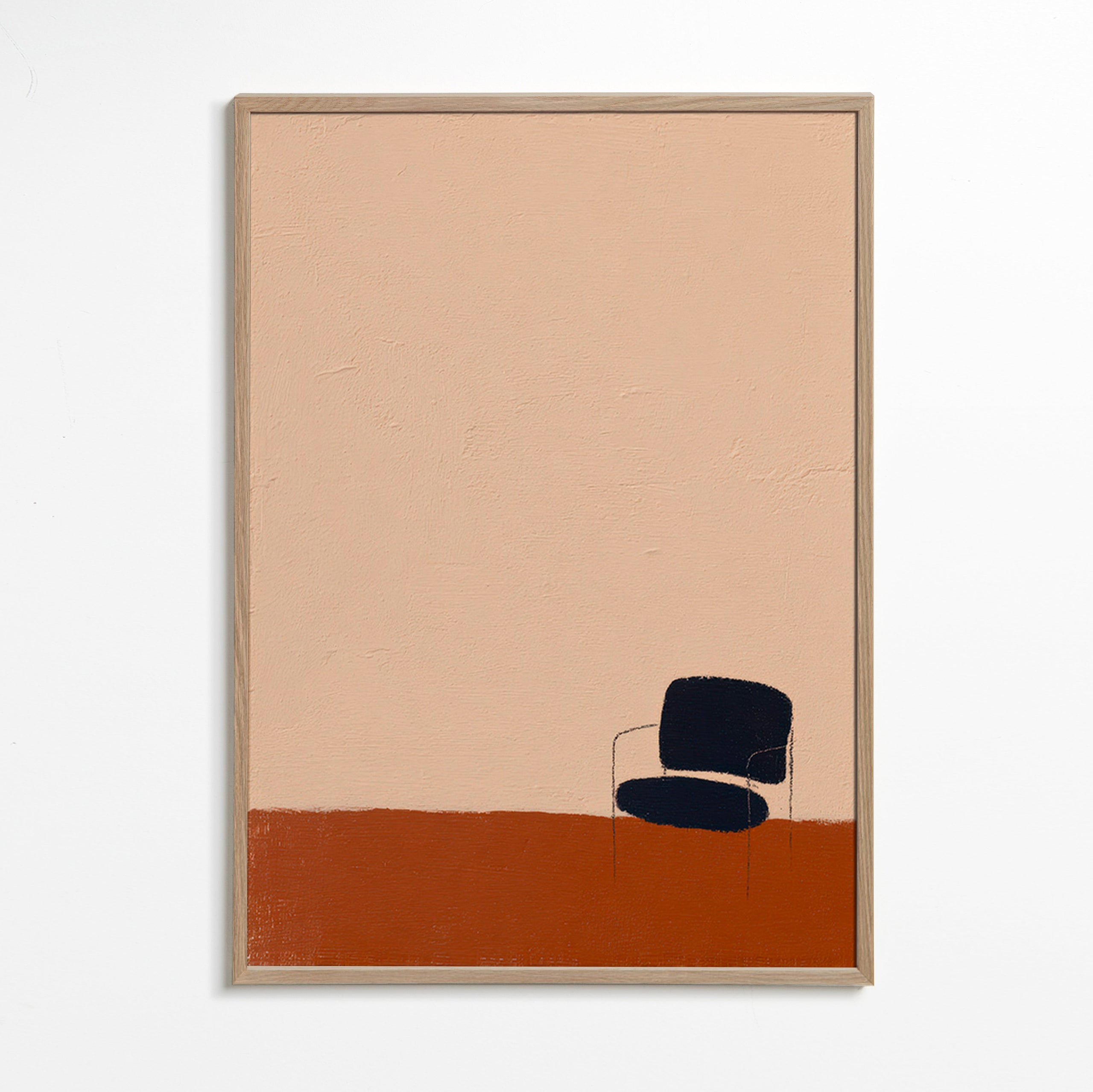 Quadro minimalista con sedia su pavimento ocra