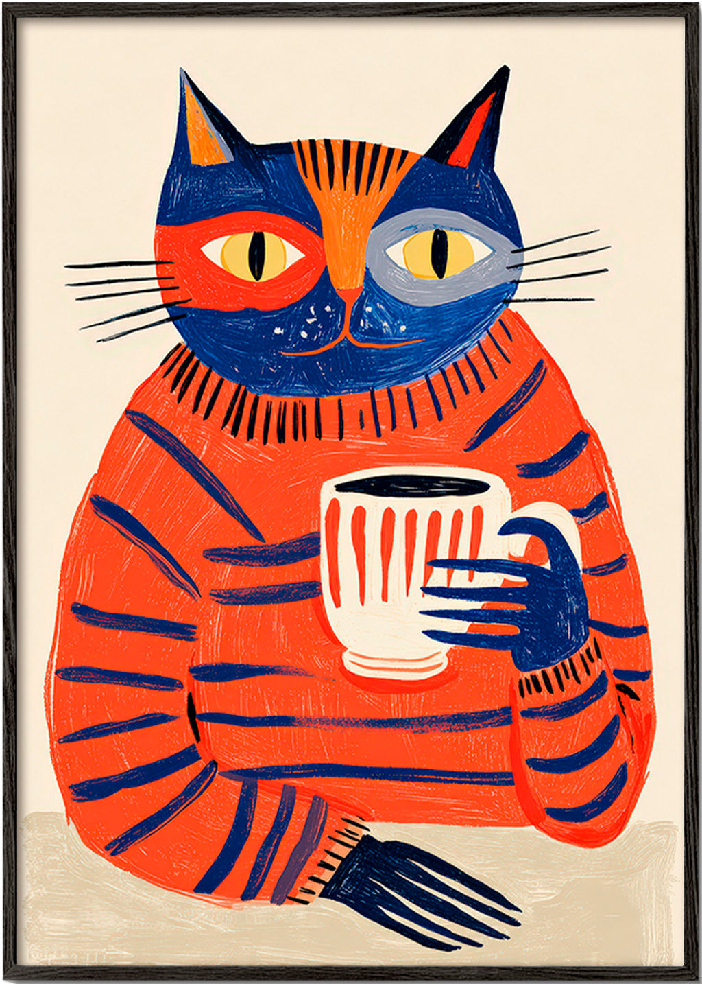 Arte da cucina con gatto e caffè