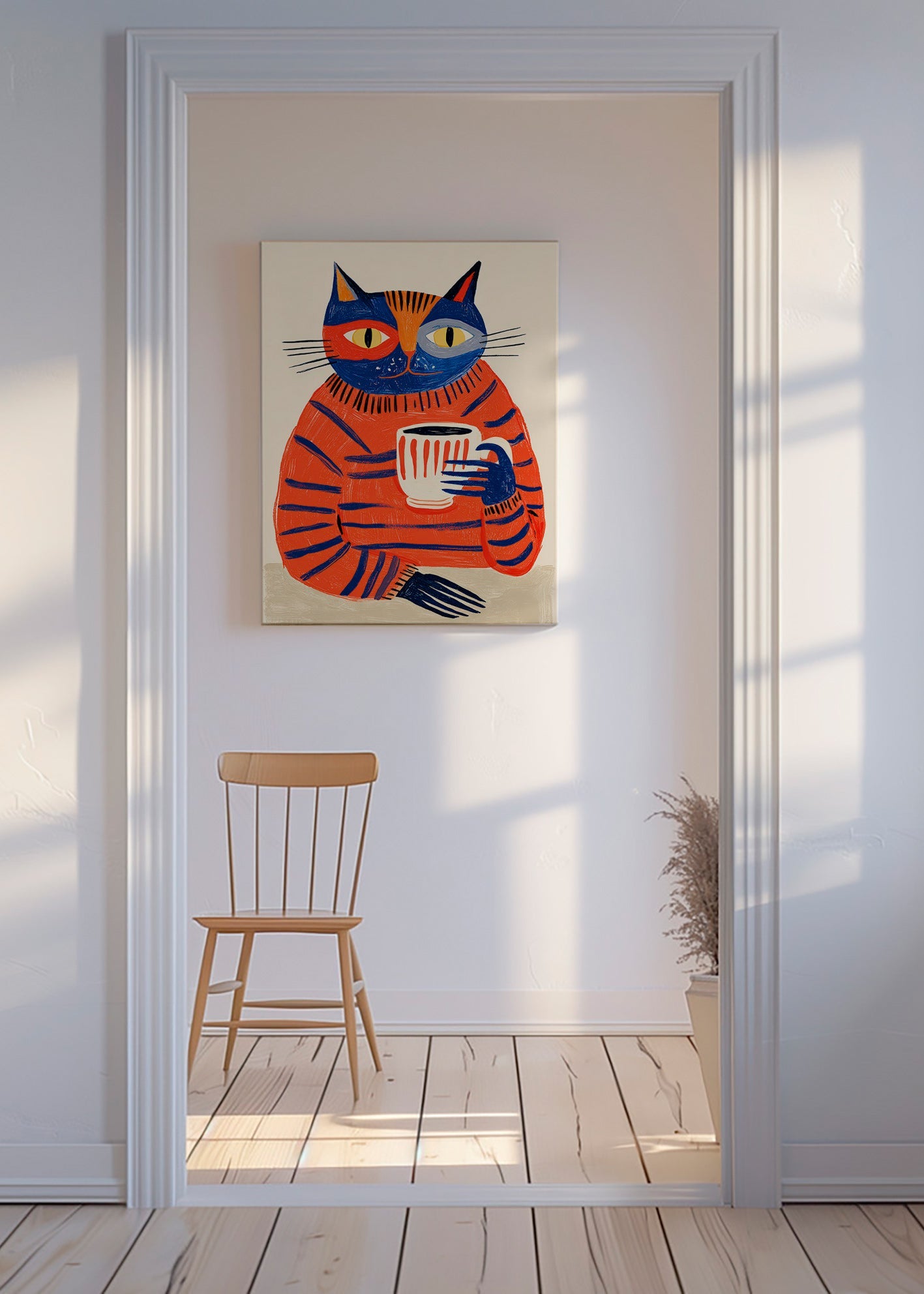 Arte da cucina con gatto e caffè