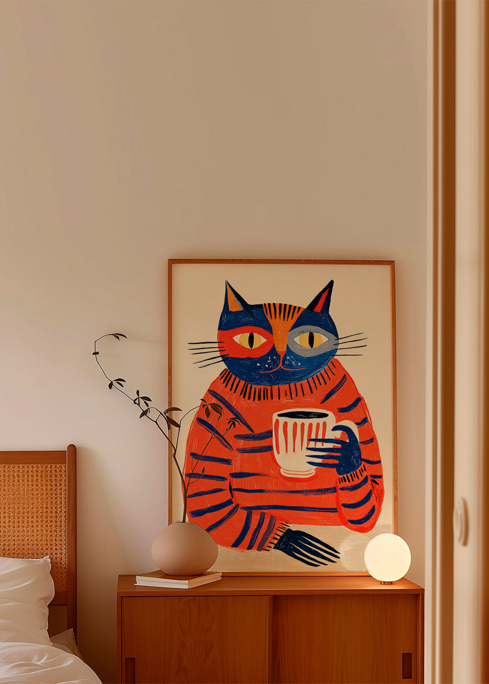 Arte da cucina con gatto e caffè