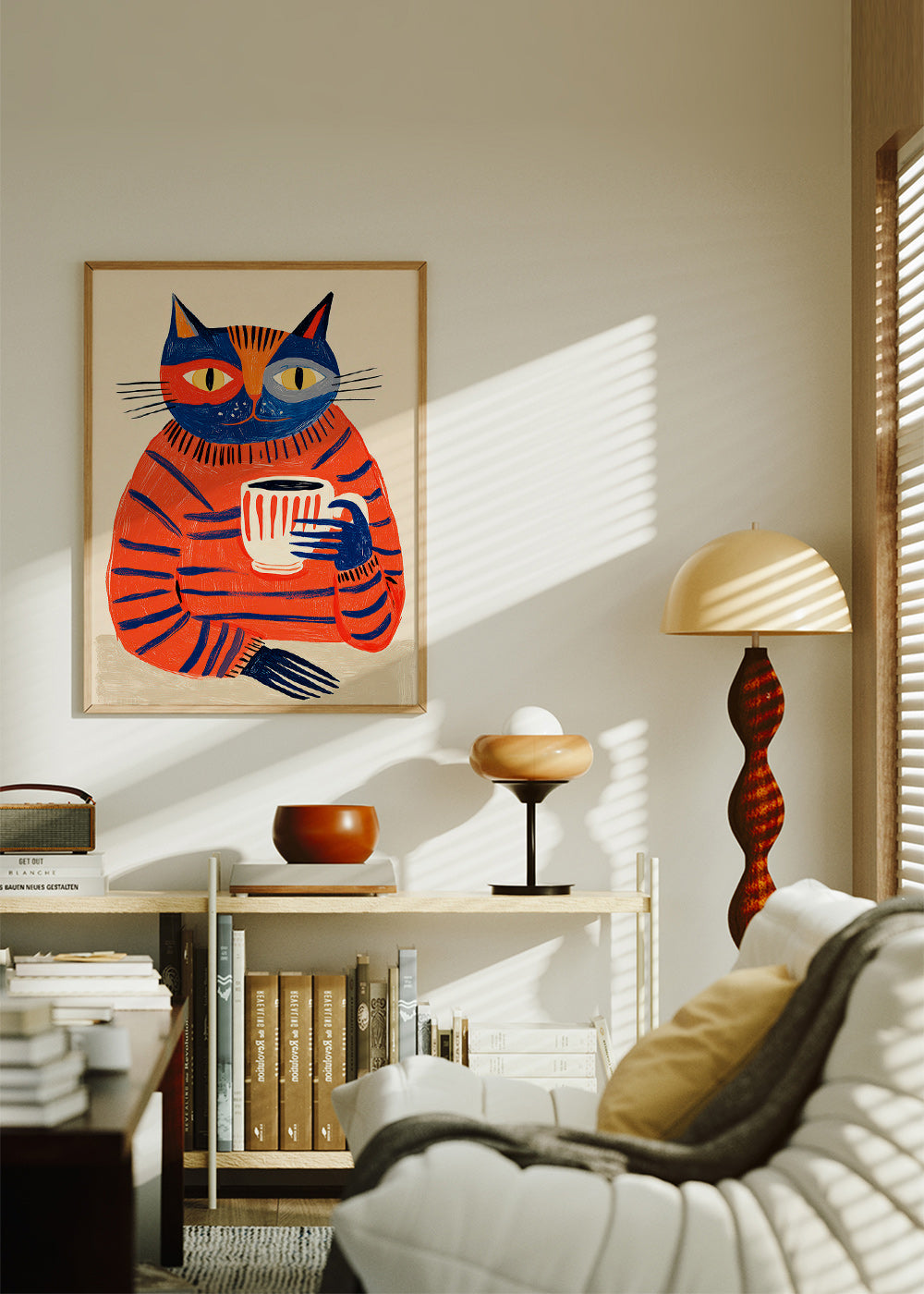 Arte da cucina con gatto e caffè