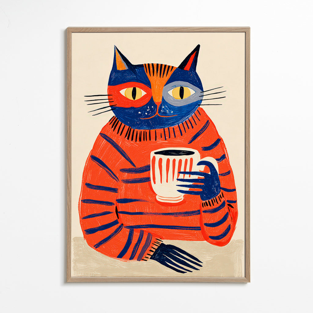 Arte da cucina con gatto e caffè
