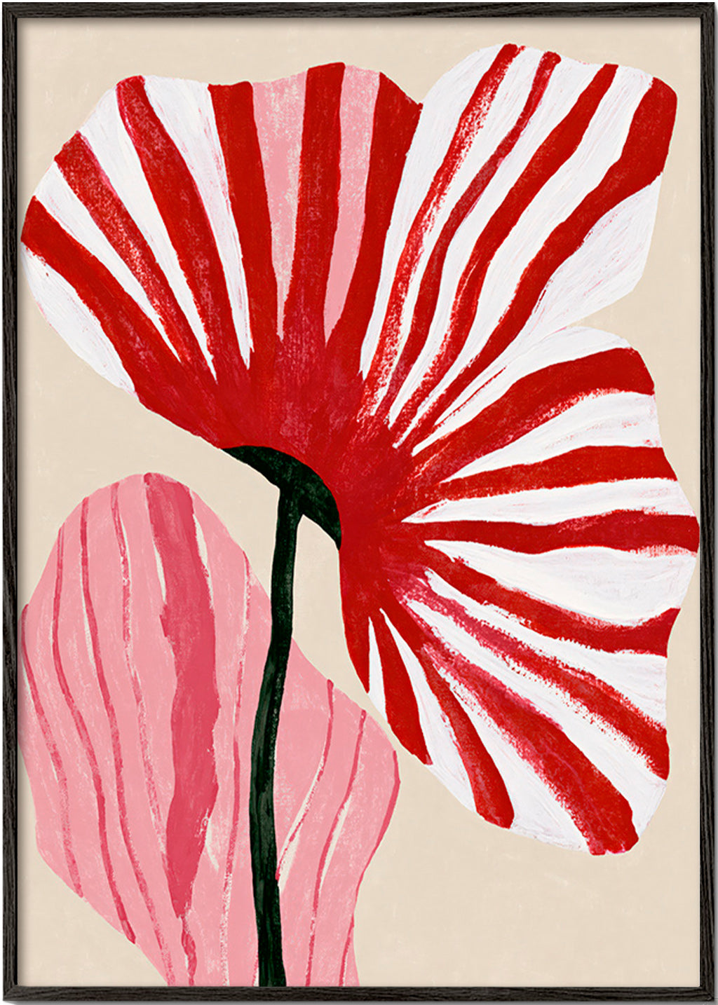 Stampa botanica petali rossi a righe